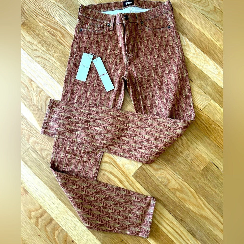 Hudson Nico print jeans in rust/gold multi. Sz 29